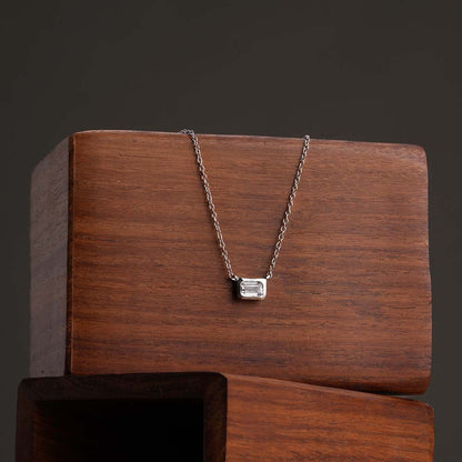 Rectangle Pendant 925 Sterling Silver Necklace