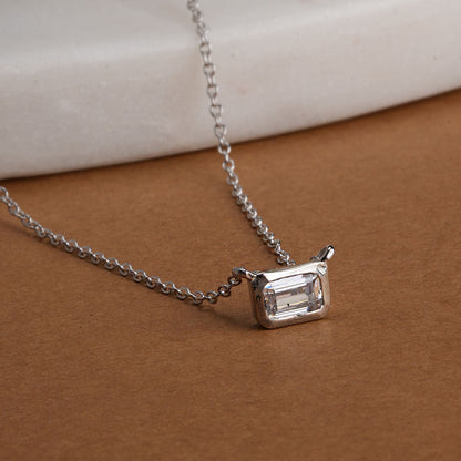 Rectangle Pendant 925 Sterling Silver Necklace