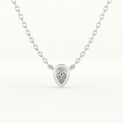 Solitaire Pear 925 Sterling Silver Necklace