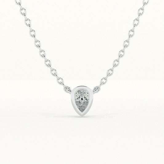 Solitaire Pear 925 Sterling Silver Necklace