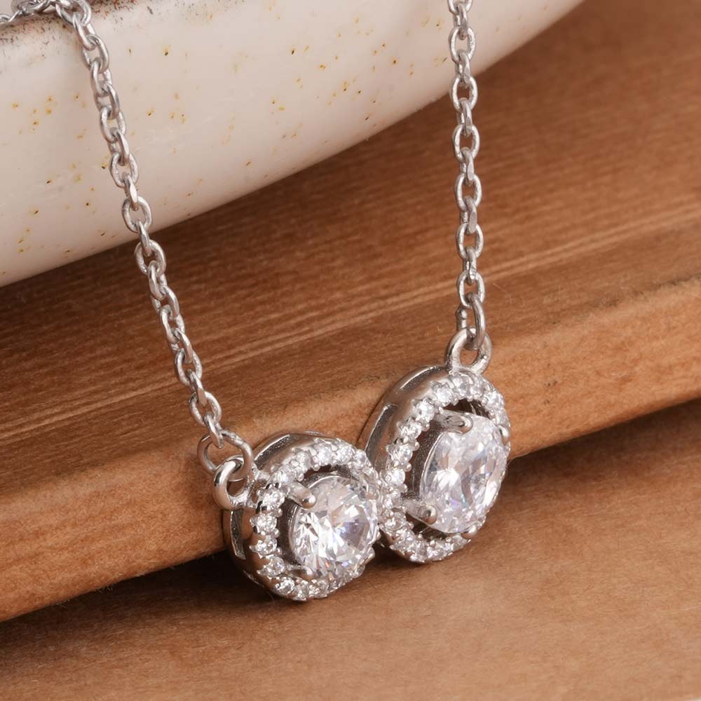 Double Gem 925 Sterling Silver  Necklace