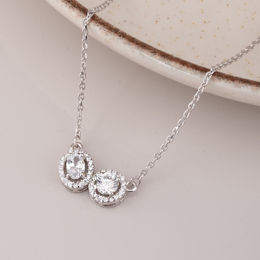 Double Gem 925 Sterling Silver  Necklace