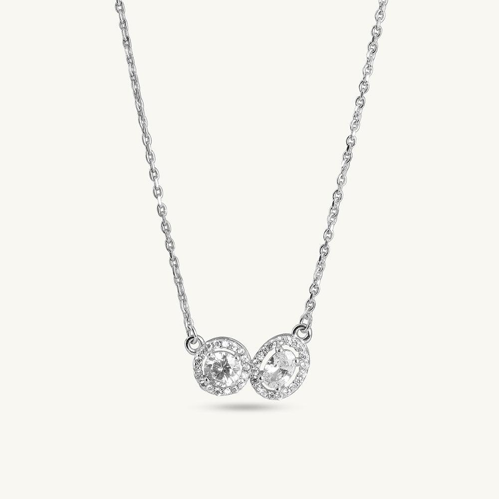 Double Gem 925 Sterling Silver  Necklace
