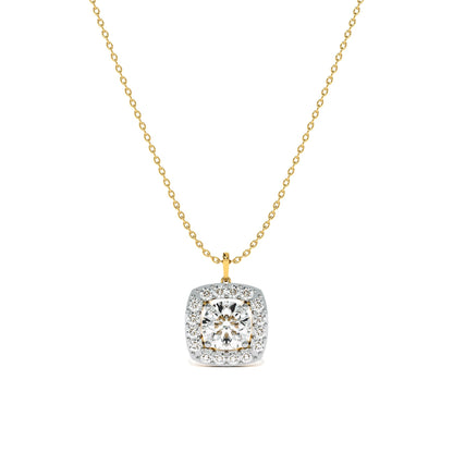 Square Cluster 9KT Gold Lab Grown Diamond Necklace