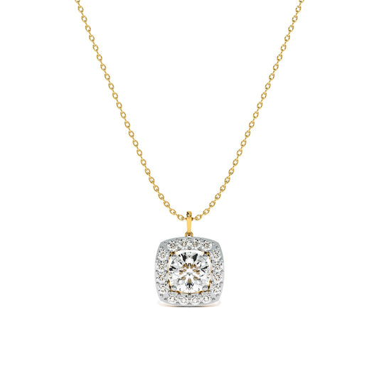Square Cluster 9KT Gold Lab Grown Diamond Necklace