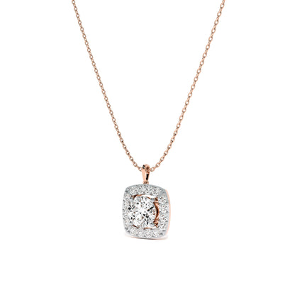 Square Cluster 9KT Gold Lab Grown Diamond Necklace