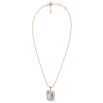 Square Cluster 9KT Gold Lab Grown Diamond Necklace
