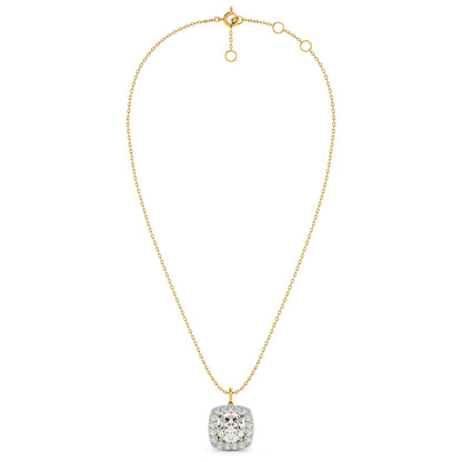 Square Cluster 9KT Gold Lab Grown Diamond Necklace