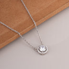 Crystal Circle 925 Sterling Silver Pendant Necklace