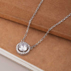Crystal Circle 925 Sterling Silver Pendant Necklace
