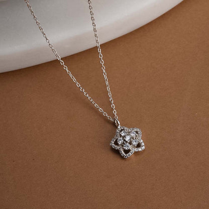 Glittering Flower 925 Sterling Silver Necklace