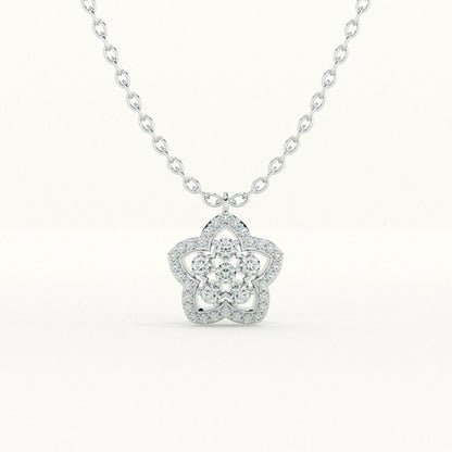 Glittering Flower 925 Sterling Silver Necklace