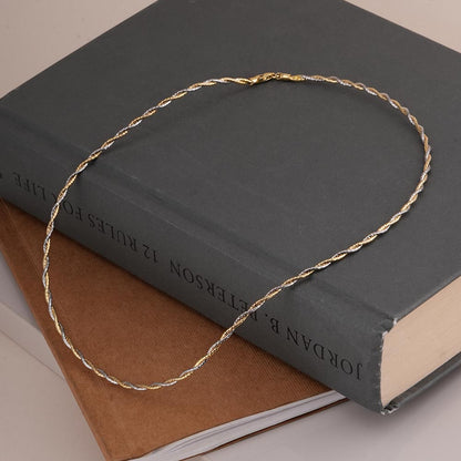 Two-Tone Twisted 925 Sterling Silver Necklace