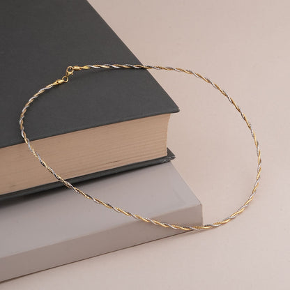 Two-Tone Twisted 925 Sterling Silver Necklace