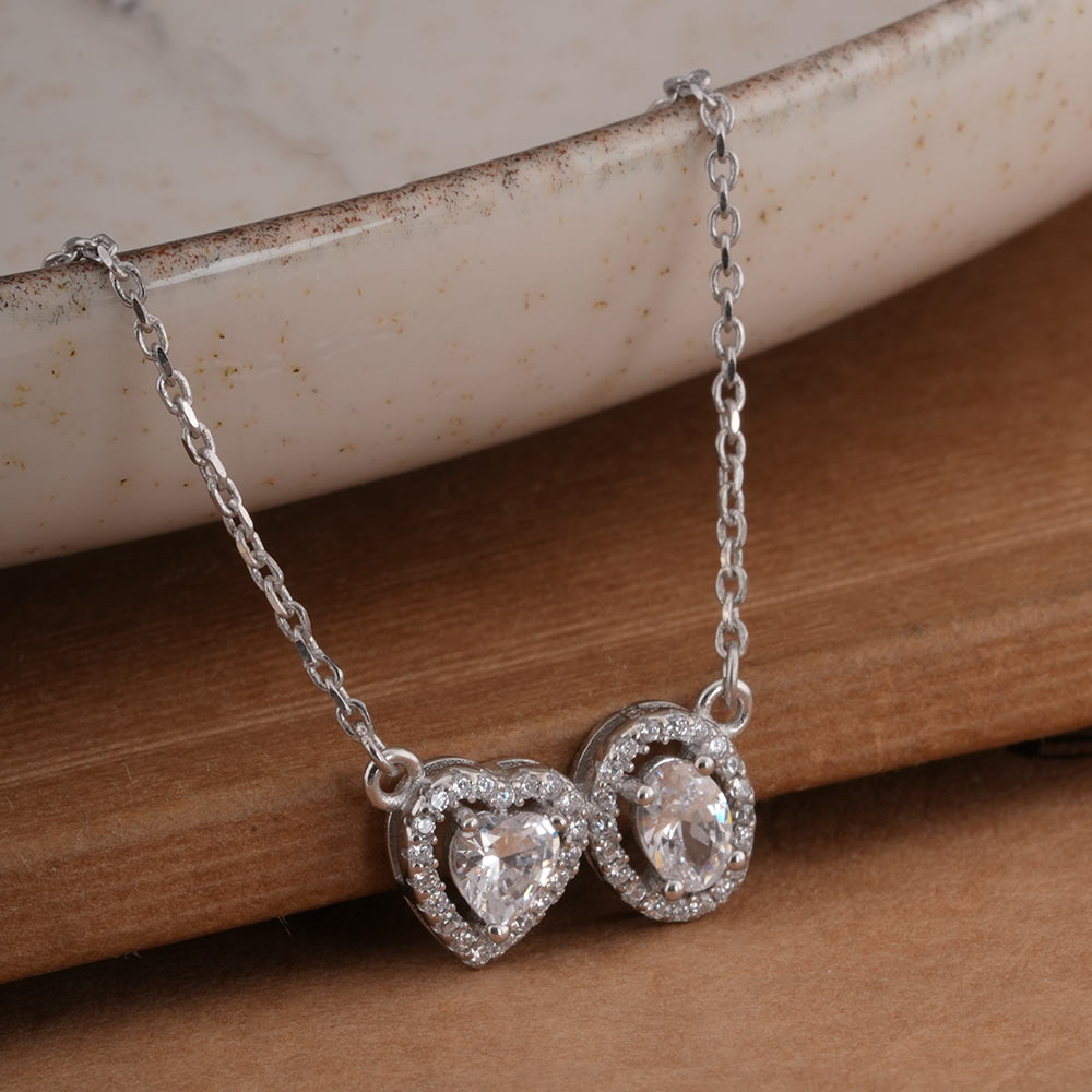 Double Pendant 925 Sterling Silver Necklace