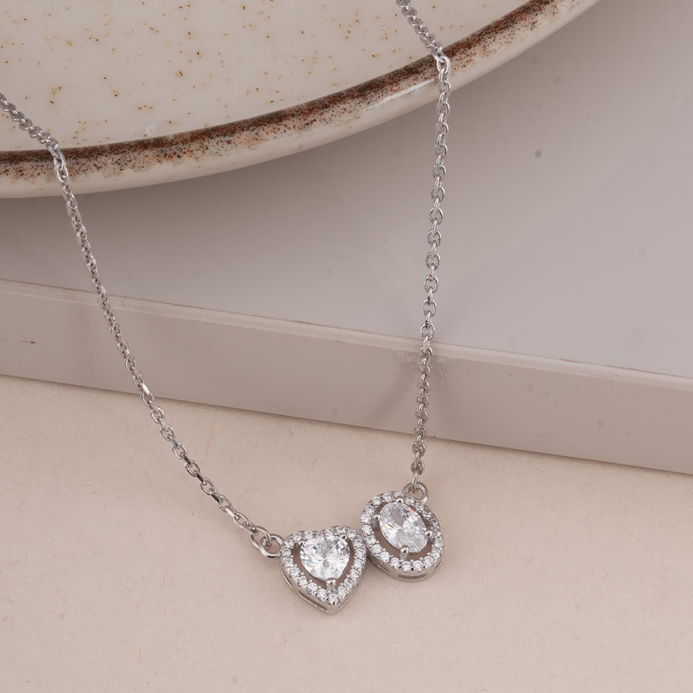 Double Pendant 925 Sterling Silver Necklace