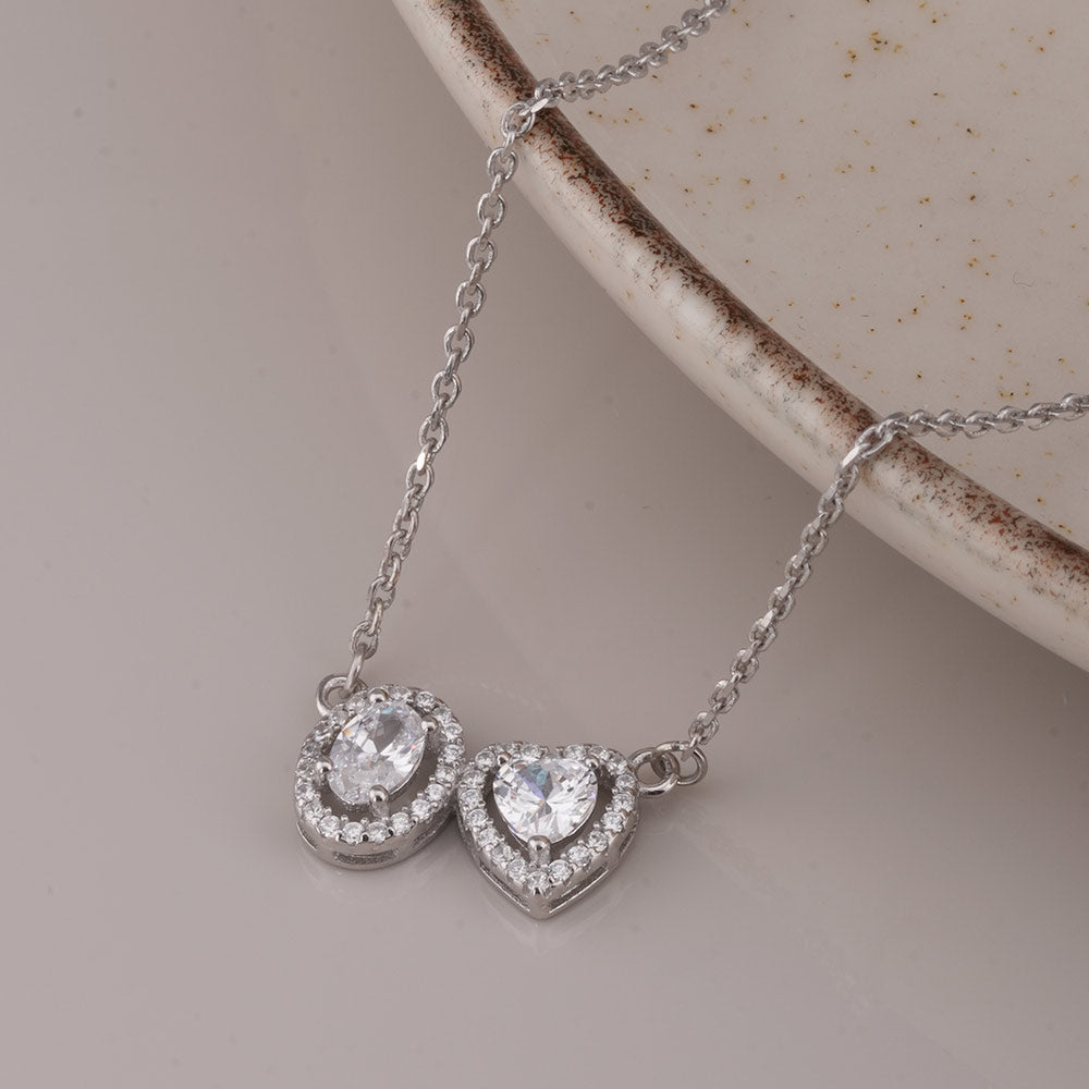 Double Pendant 925 Sterling Silver Necklace