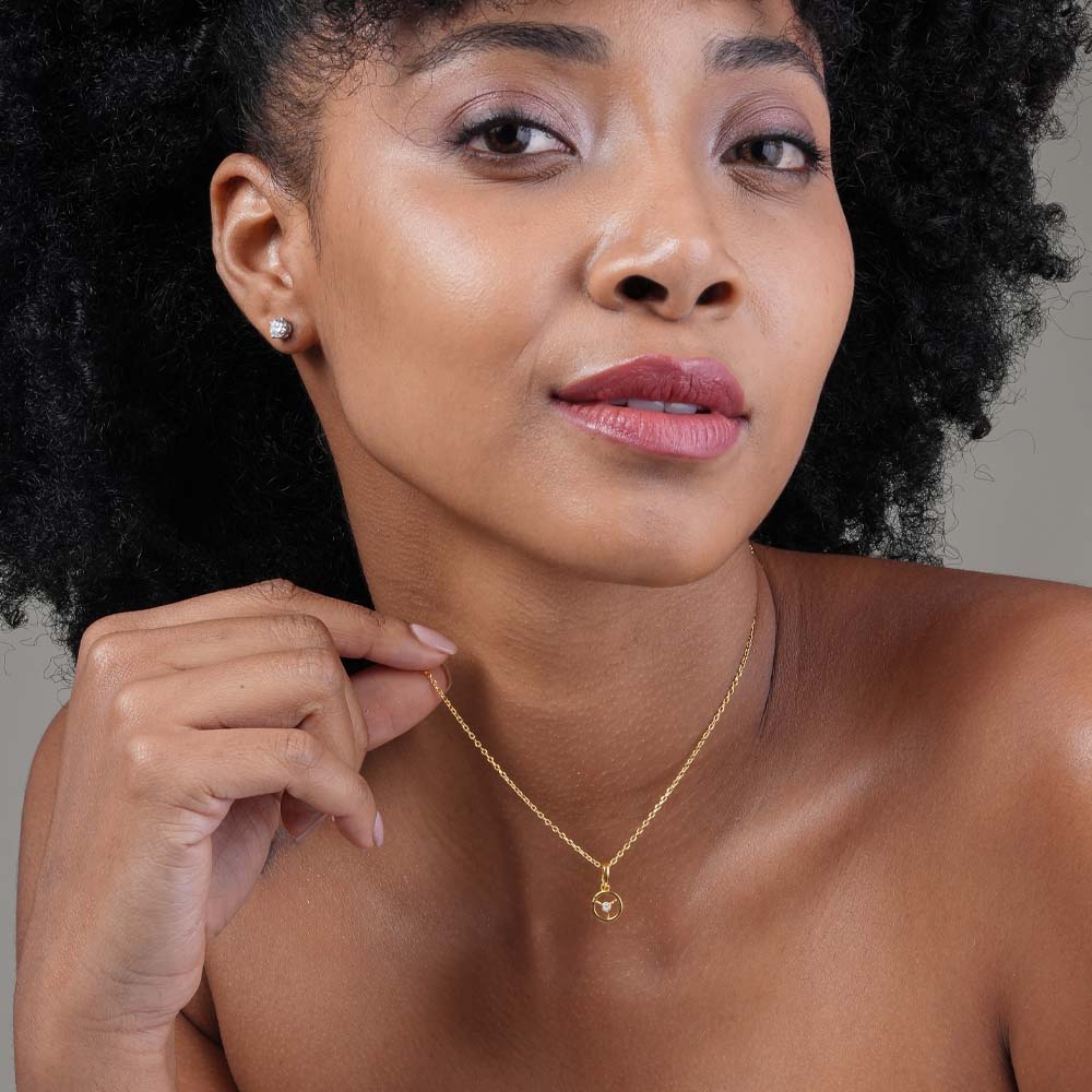 Compass 9KT Gold Lab Grown Diamond Pendant