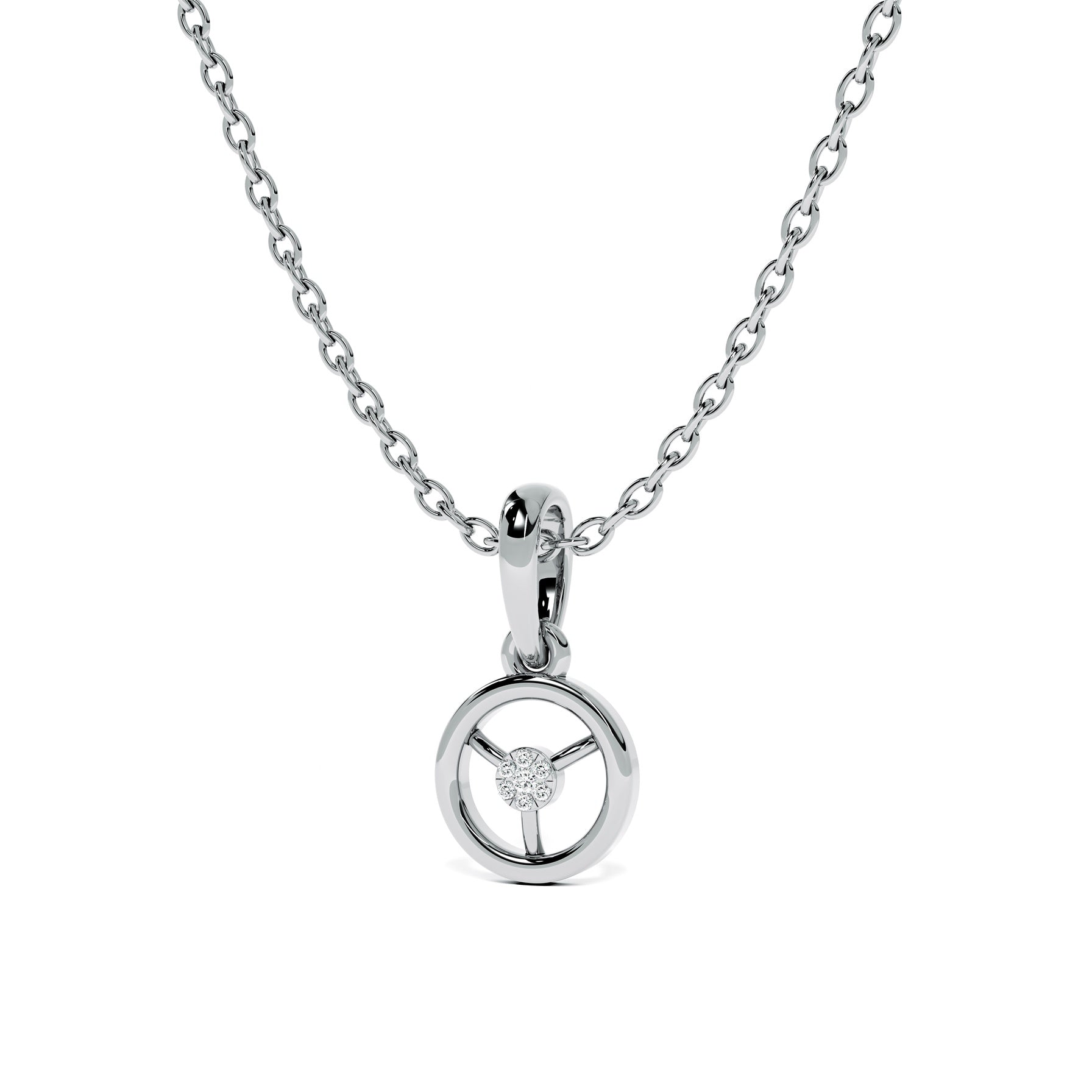 Compass 9KT Gold Lab Grown Diamond Pendant