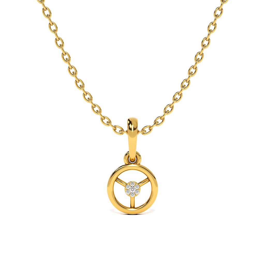 Compass 9KT Gold Lab Grown Diamond Pendant