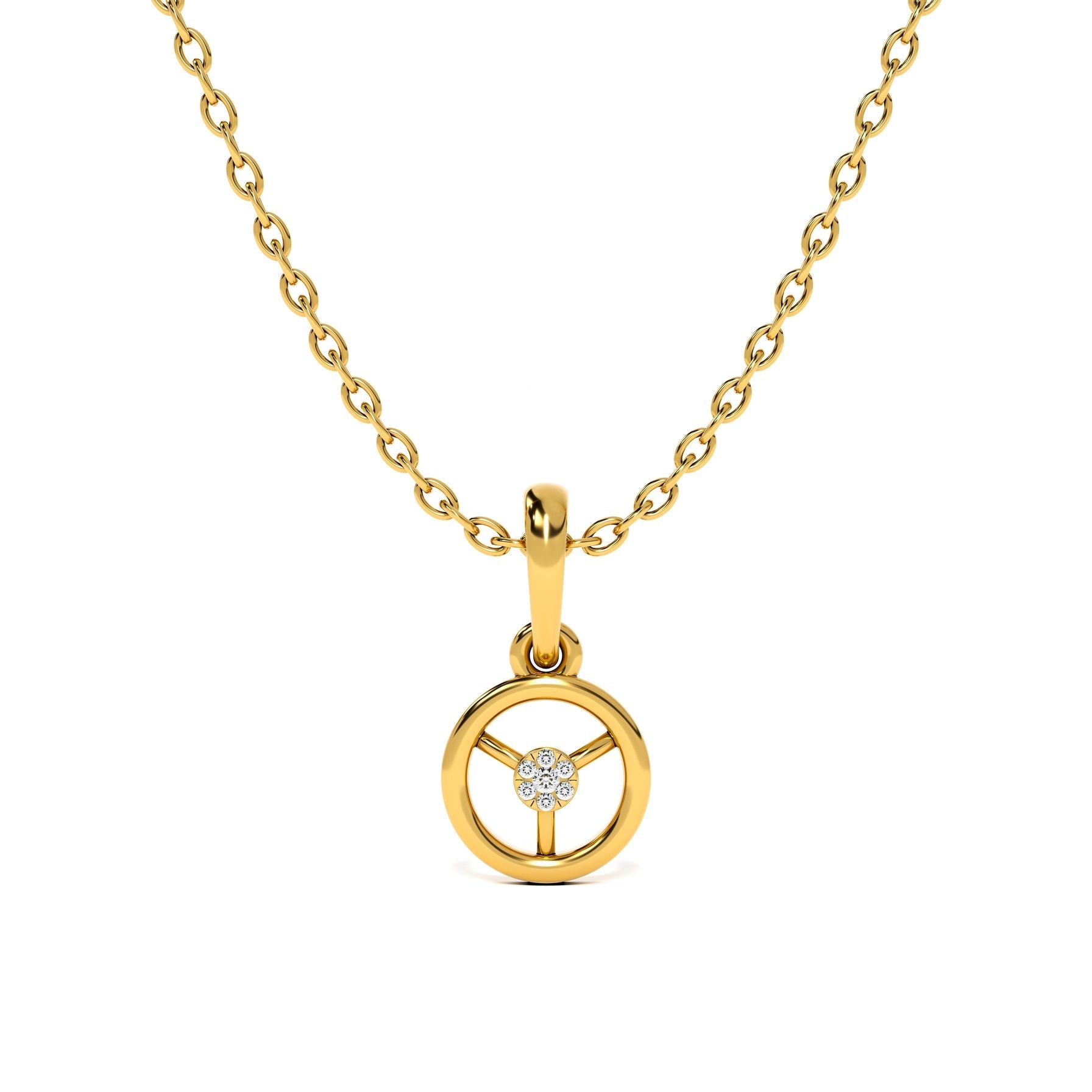 Compass 9KT Gold Lab Grown Diamond Pendant