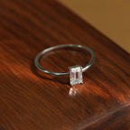 Classic Emerald Cut 925 Sterling Silver Ring