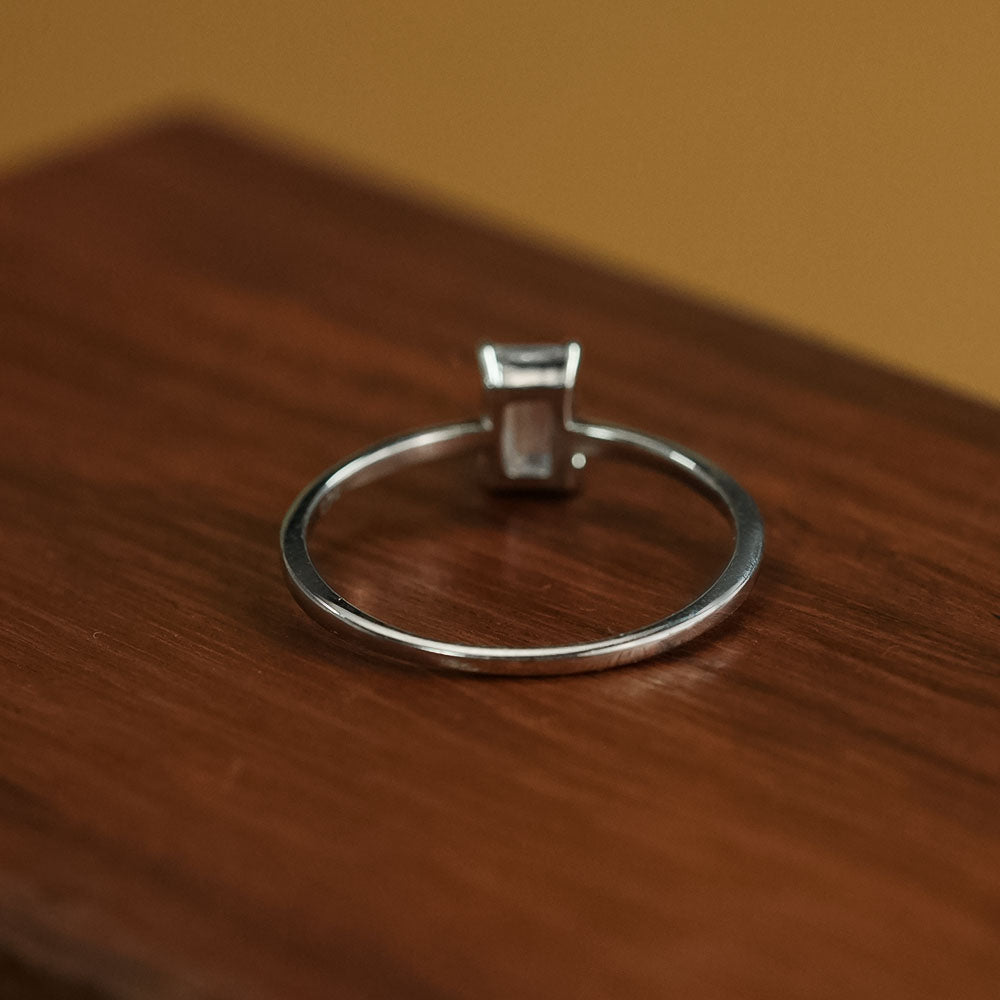 Classic Emerald Cut 925 Sterling Silver Ring
