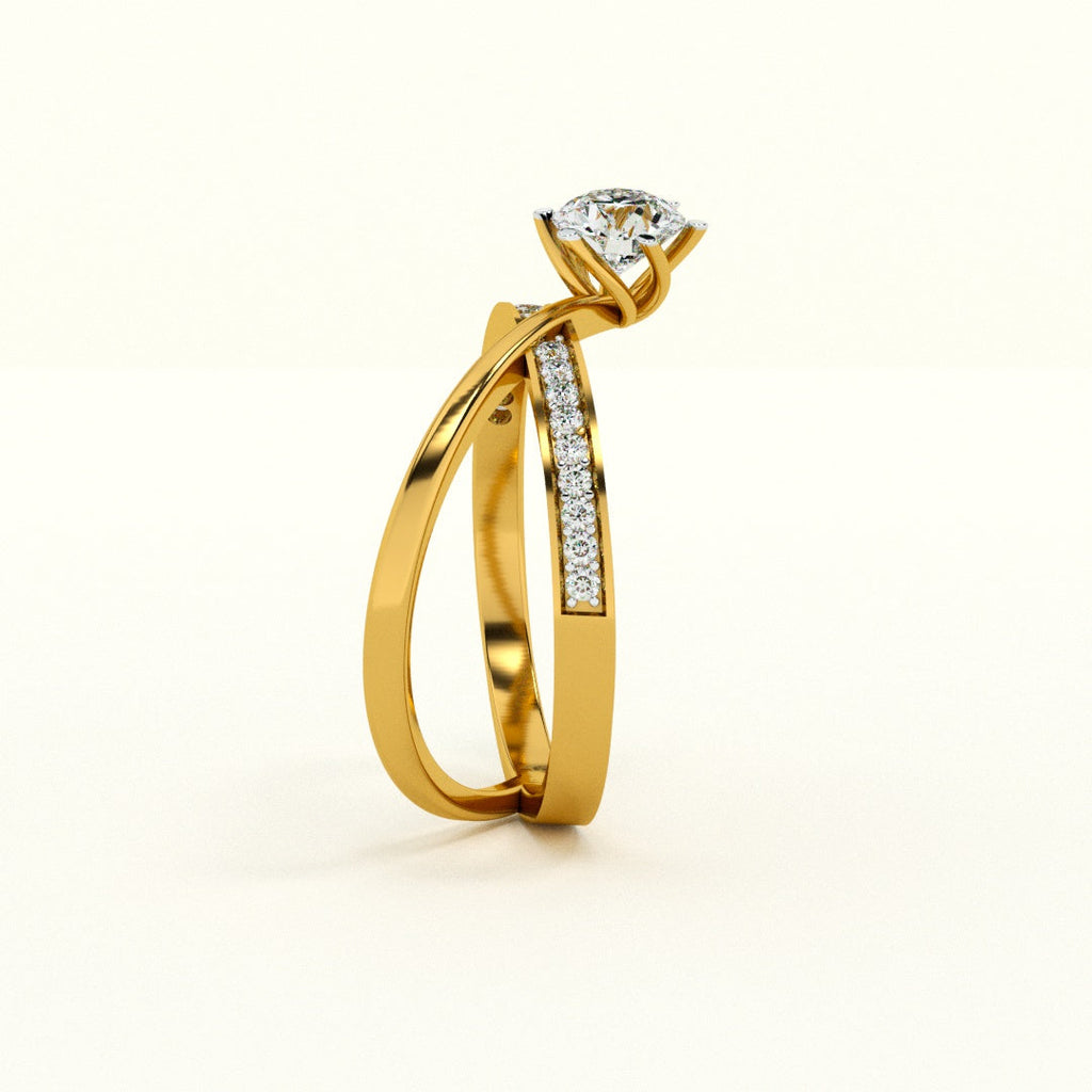 Crisscross 9KT Gold Lab Grown Diamond Ring