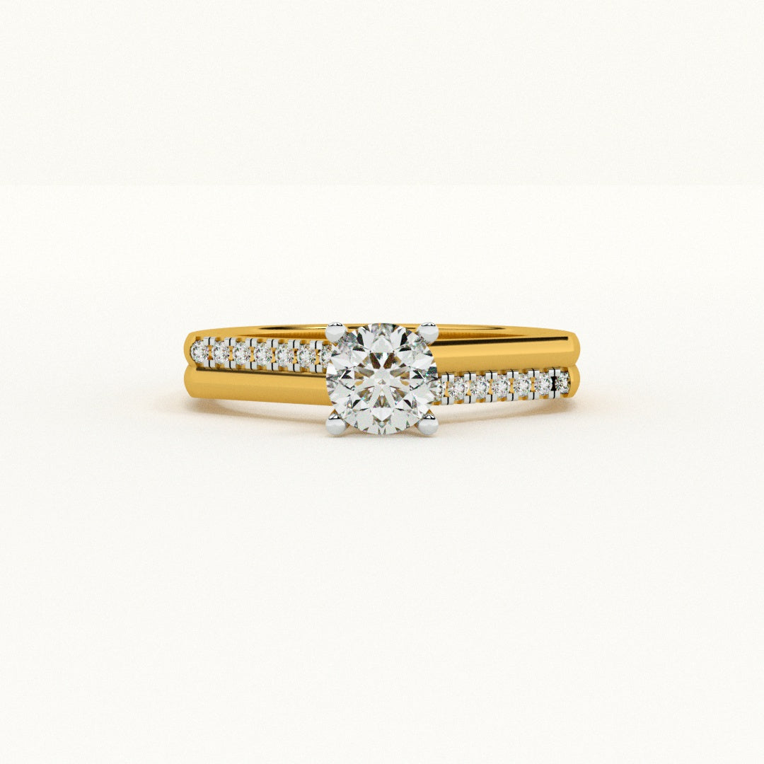 Channel and Pave 9KT Gold Lab Grown Diamond Ring