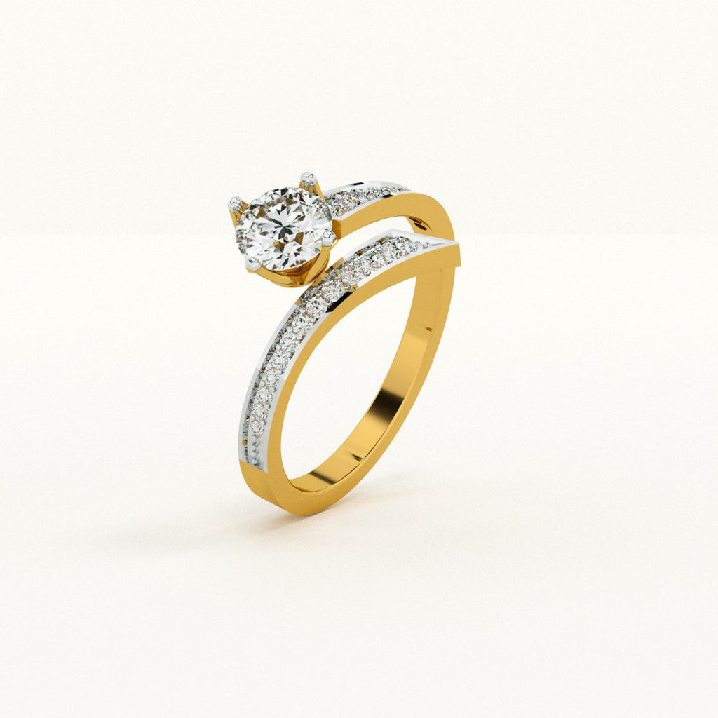 Asymmetrical Pave 9KT Gold Lab Grown Diamond Ring