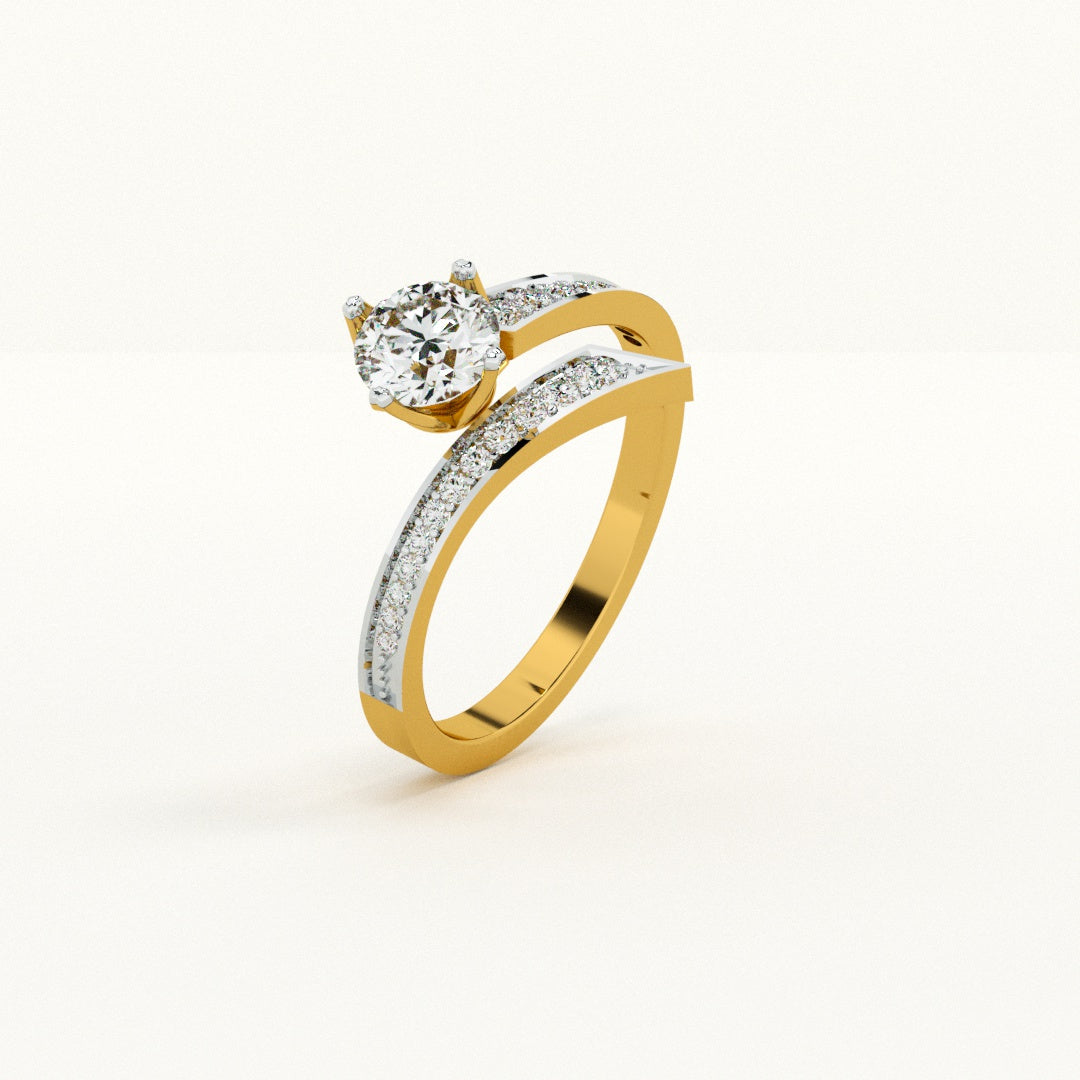 Asymmetrical Pave 9KT Gold Lab Grown Diamond Ring