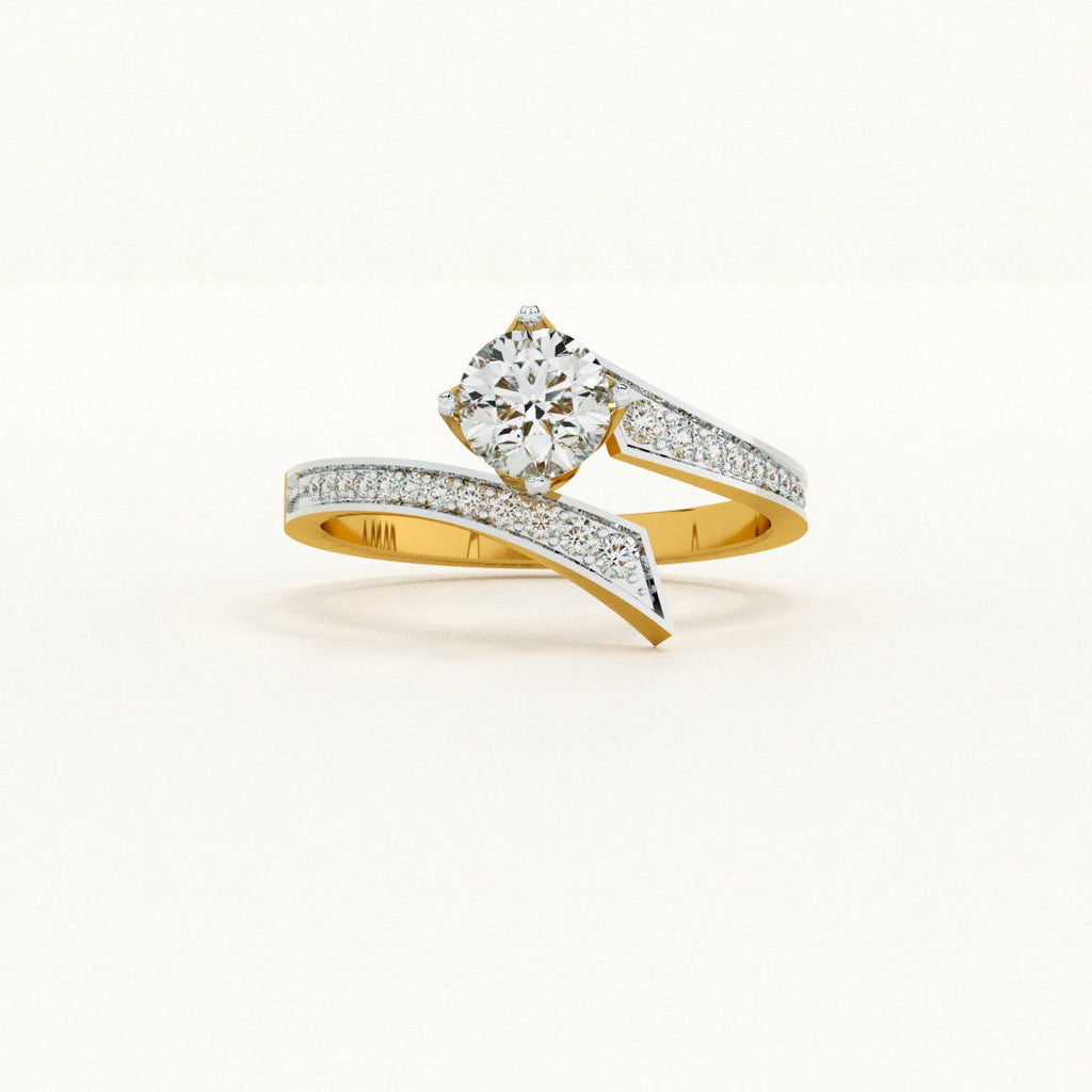 Asymmetrical Pave 9KT Gold Lab Grown Diamond Ring