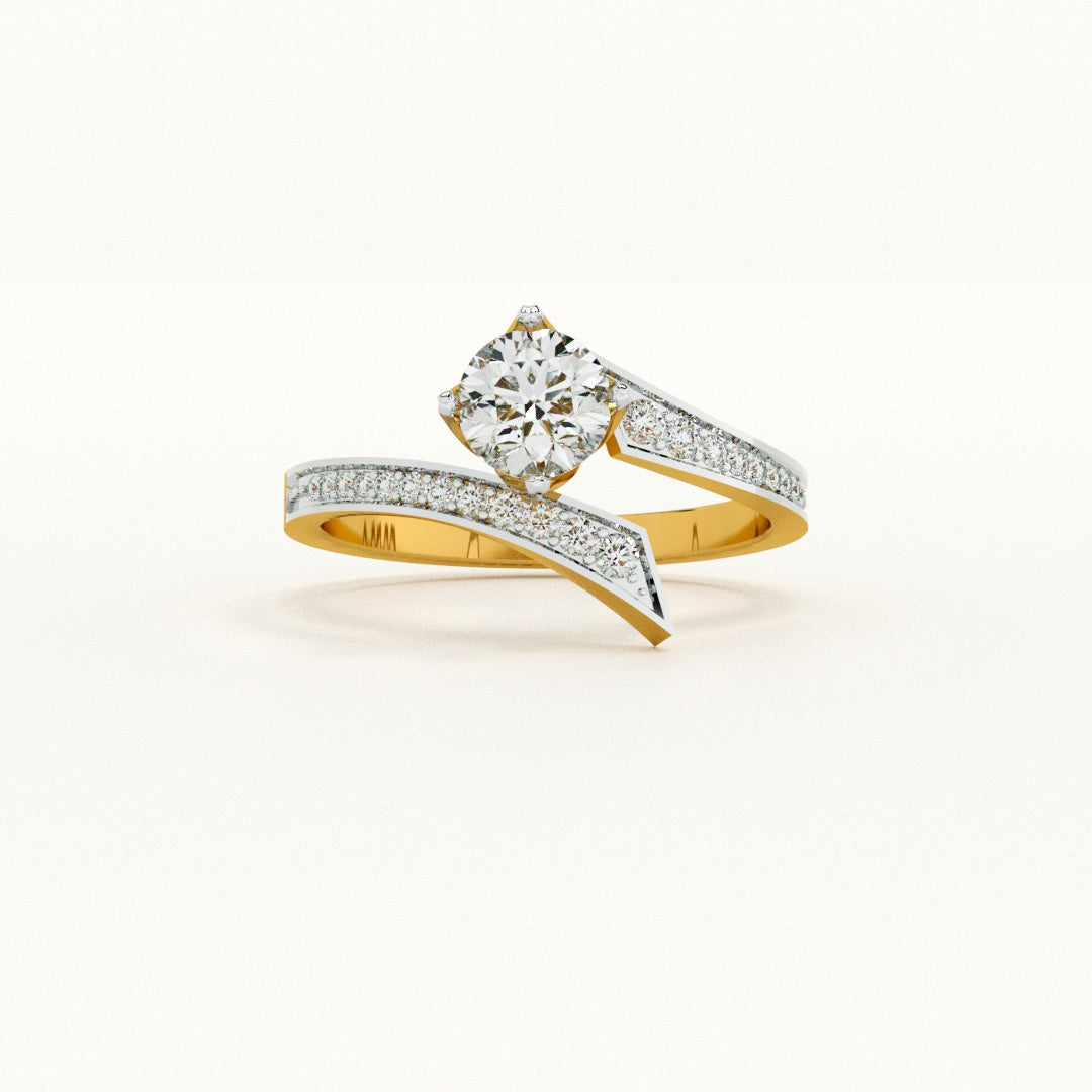 Asymmetrical Pave 9KT Gold Lab Grown Diamond Ring