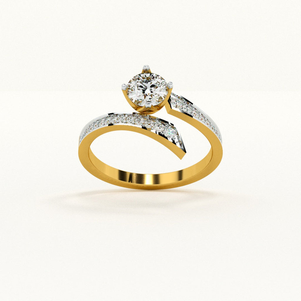 Asymmetrical Pave 9KT Gold Lab Grown Diamond Ring