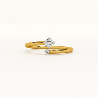 Twin Sparkle 9KT Gold Lab Grown Diamond Adjustable Ring