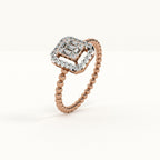 Elegant Halo 9KT Gold Lab Grown Diamond Ring