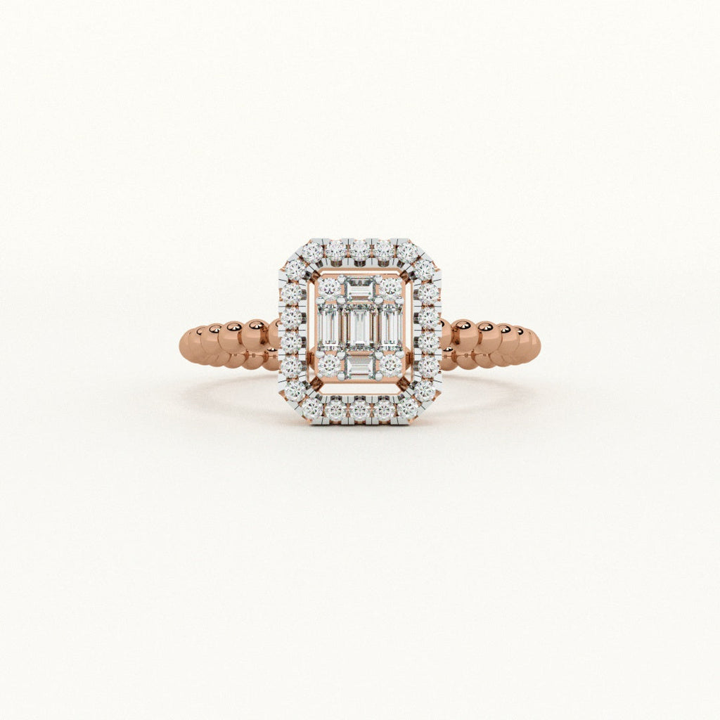 Elegant Halo 9KT Gold Lab Grown Diamond Ring