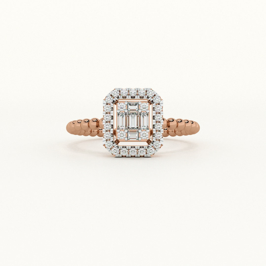 Elegant Halo 9KT Gold Lab Grown Diamond Ring