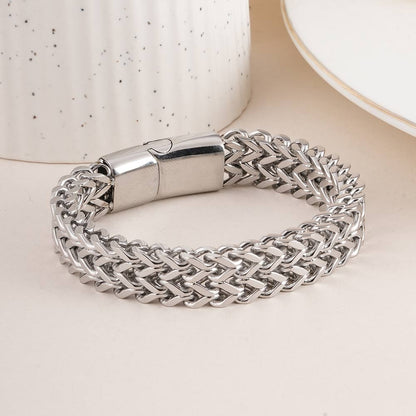 Statement Interwoven Silver Men's Bracelet