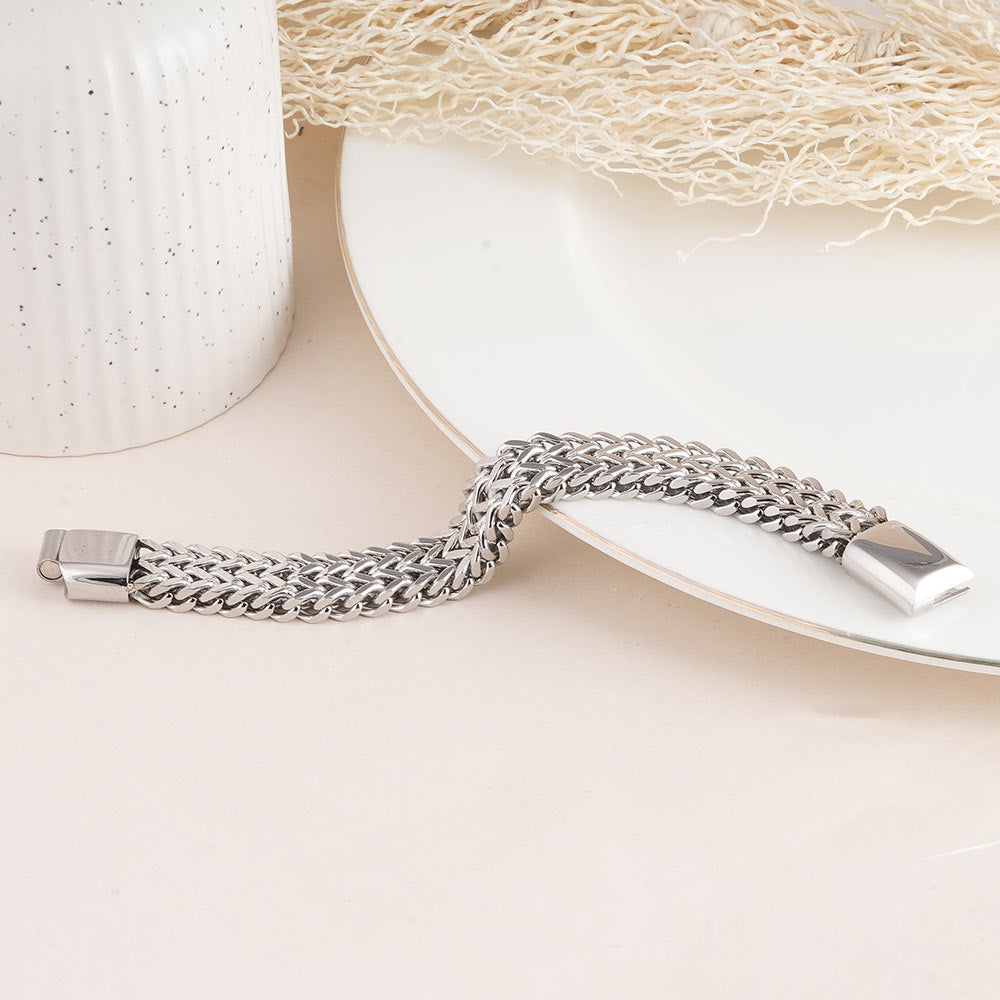 Statement Interwoven Silver Men's Bracelet