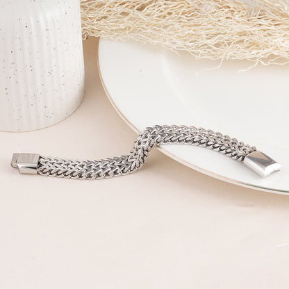 Statement Interwoven Silver Men's Bracelet