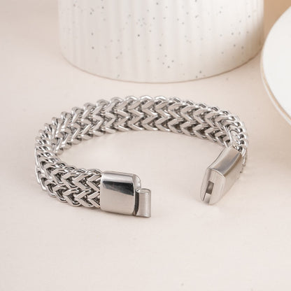 Statement Interwoven Silver Men's Bracelet