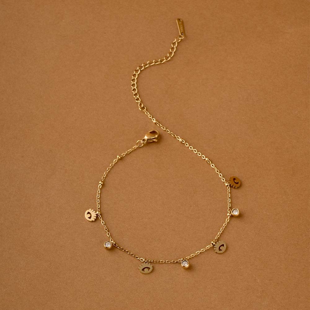 Dangle Motif Crystal Anklet