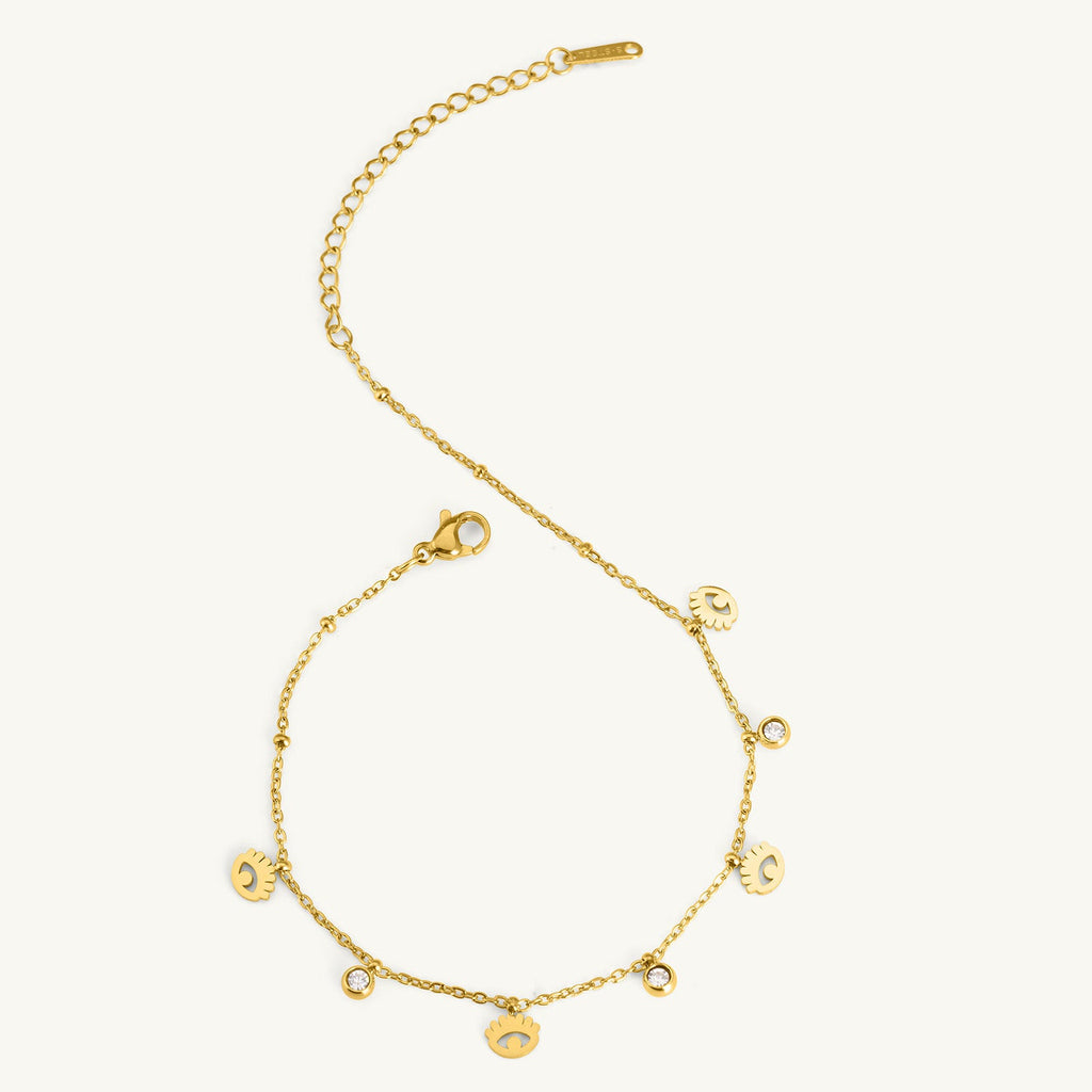 Dangle Motif Crystal Anklet