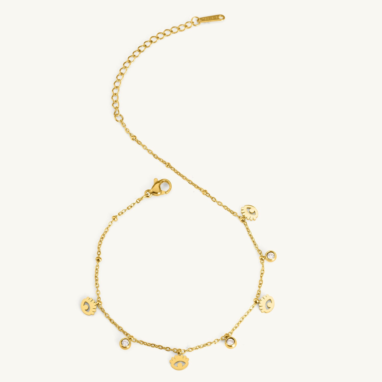 Dangle Motif Crystal Anklet