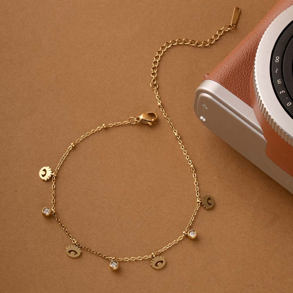 Dangle Motif Crystal Anklet