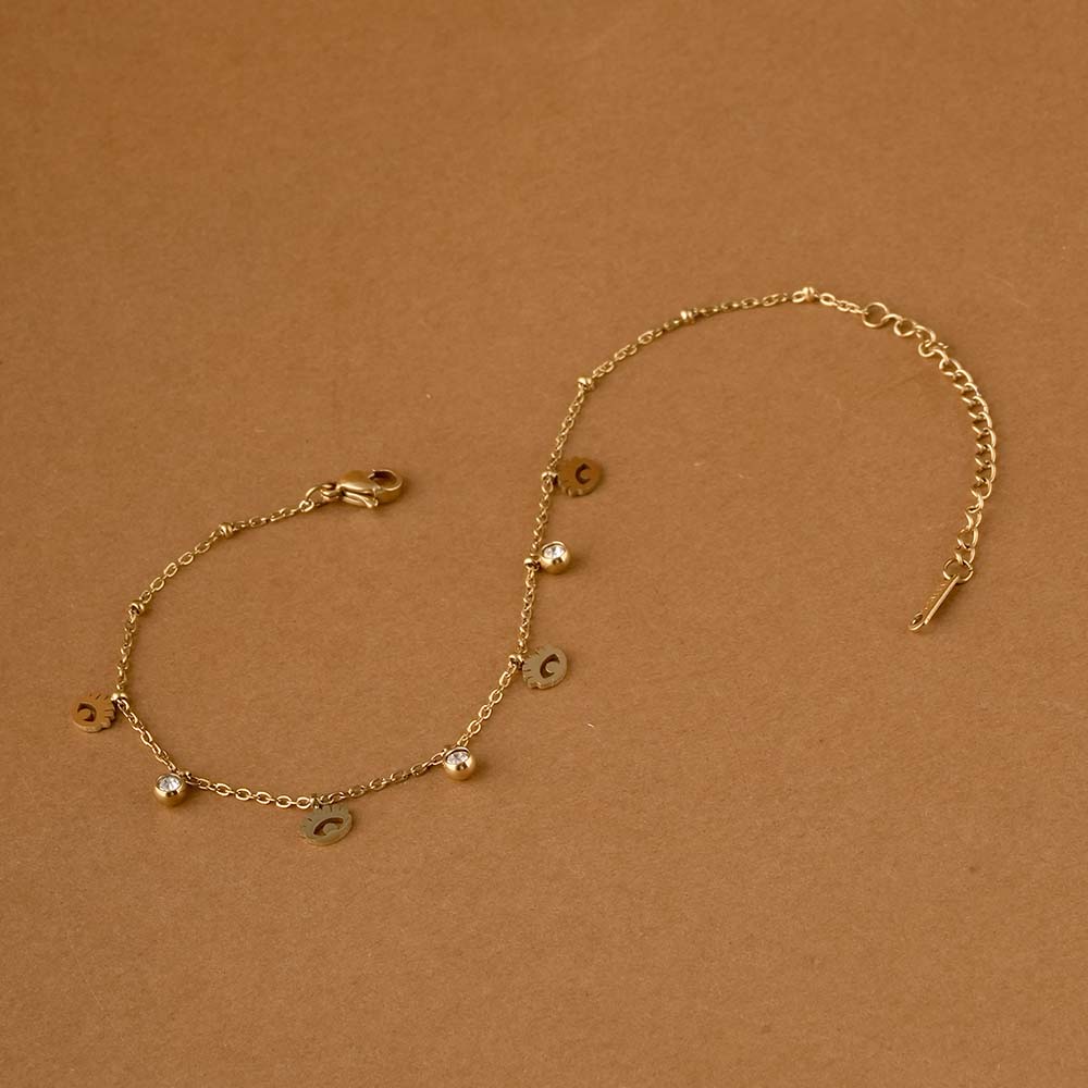 Dangle Motif Crystal Anklet