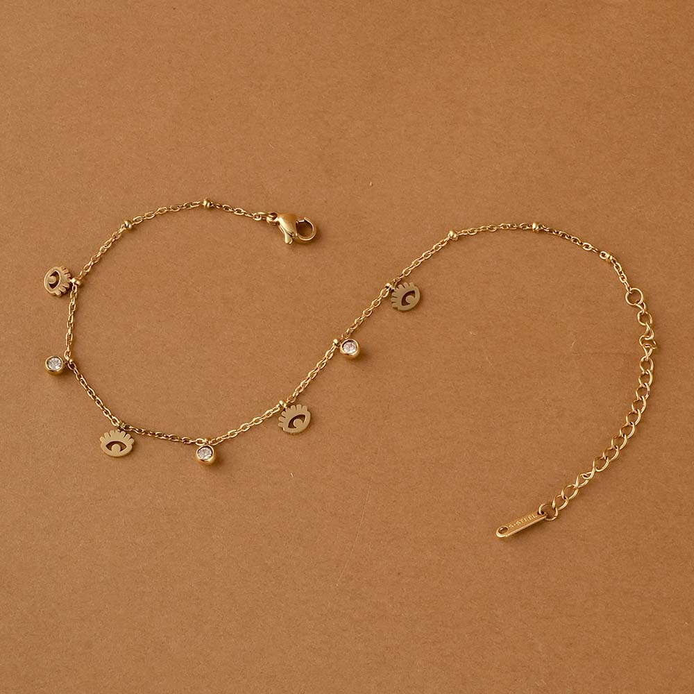 Dangle Motif Crystal Anklet