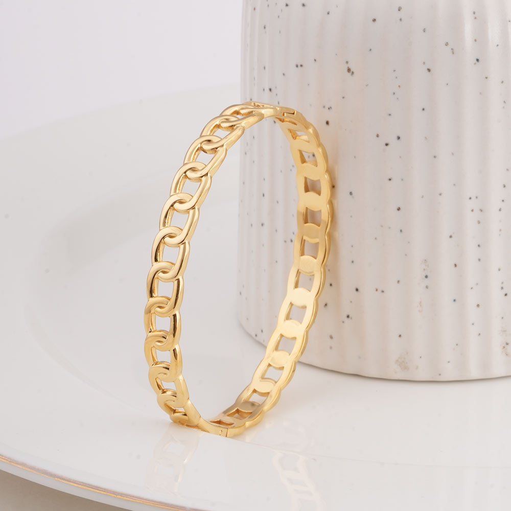 Gold Chain Link Bangle Bracelet