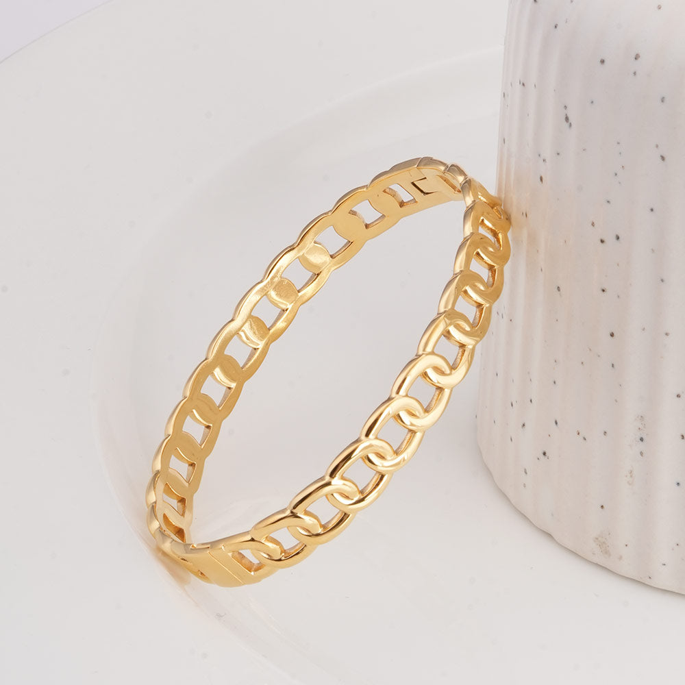Gold Chain Link Bangle Bracelet